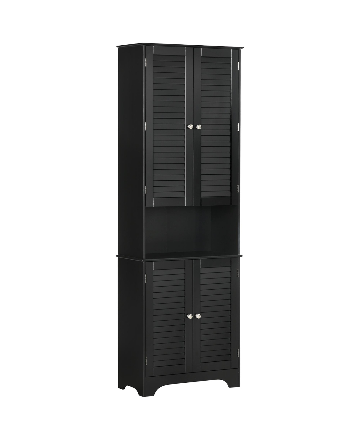 Tall Narrow Bathroom Storage Cabinet with Doors and Shelf Adjustability, Freestanding Bathroom Linen Cabinet with 2 Cupboards and Countertop, B
