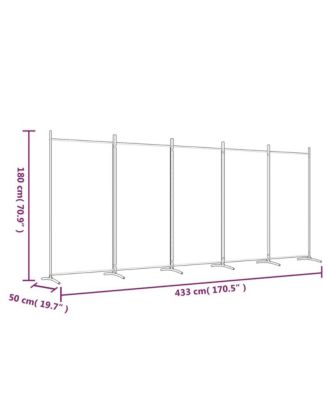 5-Panel Room Divider Black 170.5"x70.9" Fabric
