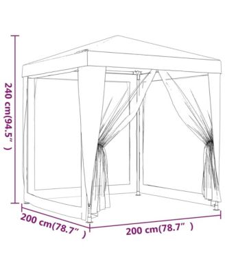 Party Tent with 4 Mesh Sidewalls Red 6.6'x6.6' HDPE