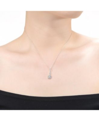 White Gold Plated with Cubic Zirconia Solitaire Small Drop Pendant Necklace
