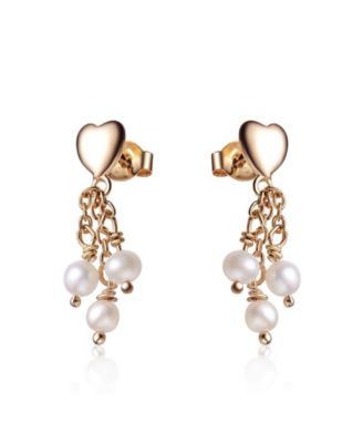 Sterling Silver Heart Shape Pearl Drop Earrings