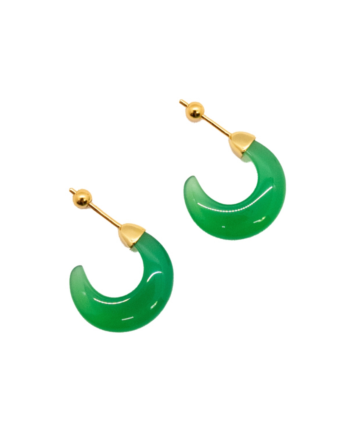 Half moon &#x2014; Green chalcedony earrings - Green