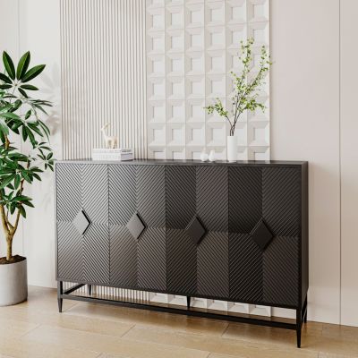 Black Lacquered Wooden Sideboard Buffet Cabinet