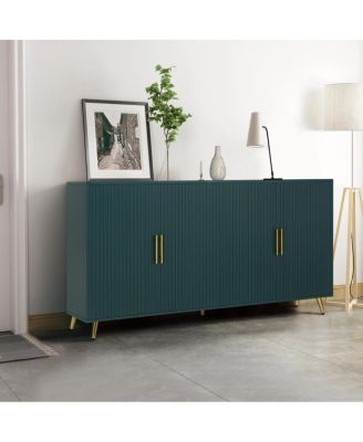 1 Count wood Green TV Stand with Storage & Adjustable Shelves