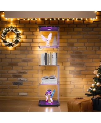  Black Glass Display Cabinet with 4 Lighted Shelves and Door