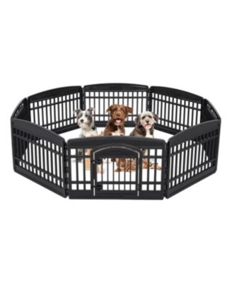 IRIS Dog Playpen Pet Exercise Pen with Door 4 to 8 Panel Sizes Black Macy s