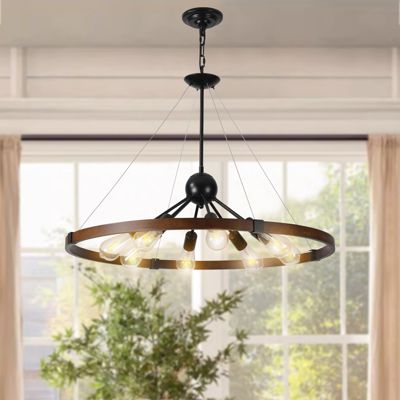8-Light Retro Farmhouse Chandelier For Kitchen, Living Room, Dining Room(No Bulbs)