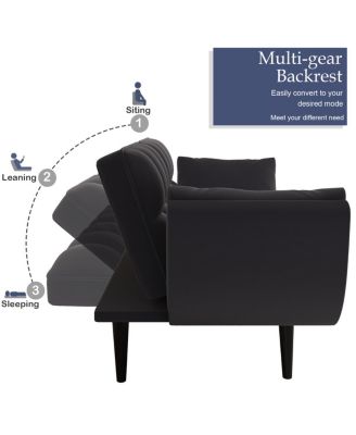 57" Black Sofa with Pillows