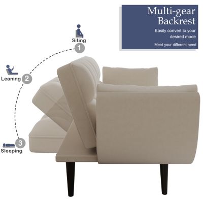 57" Sofa with Throw Pillow & Armrests