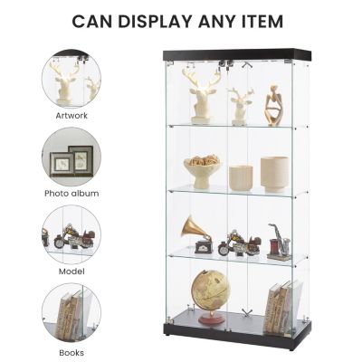 Streamdale Black Floor Standing Glass Display Cabinet