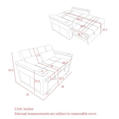Pull-Out Sleeper Sofa with Recliners and Storage