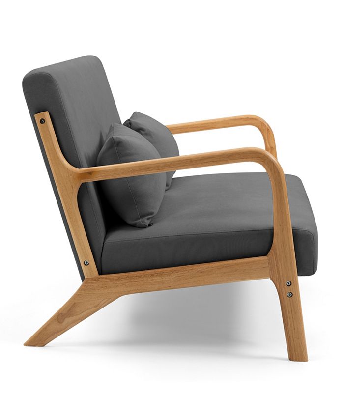 Simplie Fun Leisure Chair With Solid Wood Armrest And Feet, Mid-Century ...