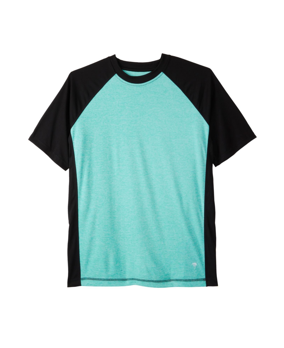 Big & Tall Raglan Sleeve Swim Shirt - Navy electric turquoise