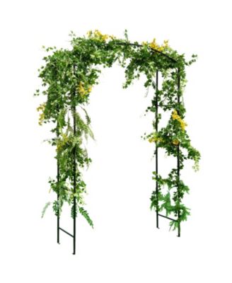 Garden Arch Arbor Trellis with Gate Patio Plant Stand Archway-Black