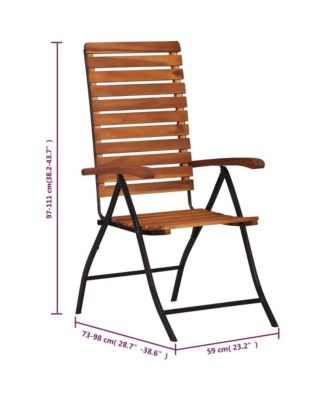2 pcs Reclining Patio Chairs Solid Wood Acacia