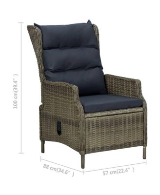 Reclining Patio Chair with Footstool Poly Rattan Brown
