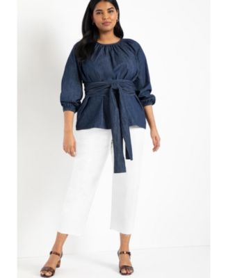 Women's Plus Size Dramatic Faux Wrap Top