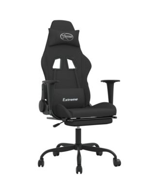 Massage Gaming Chair with Footrest Black Fabric