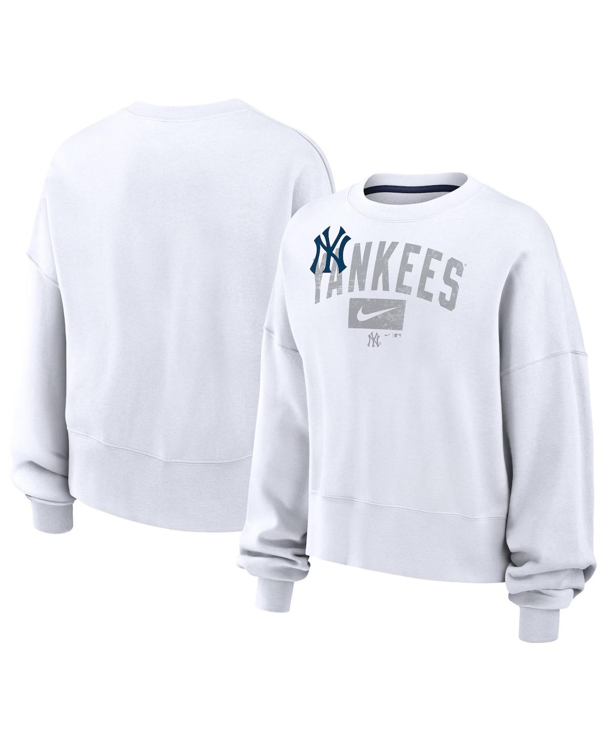 Fanatics Nike Women's White New York Yankees Pullover Sweatshirt In White,navy