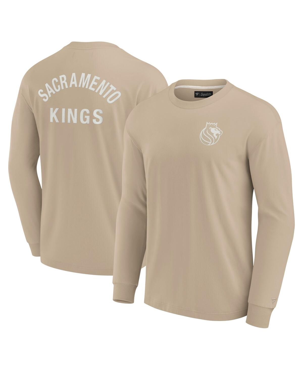 Fanatics Signature Men's And Women's Khaki Sacramento Kings Elements Super Soft Long Sleeve T-shirt In Neutral