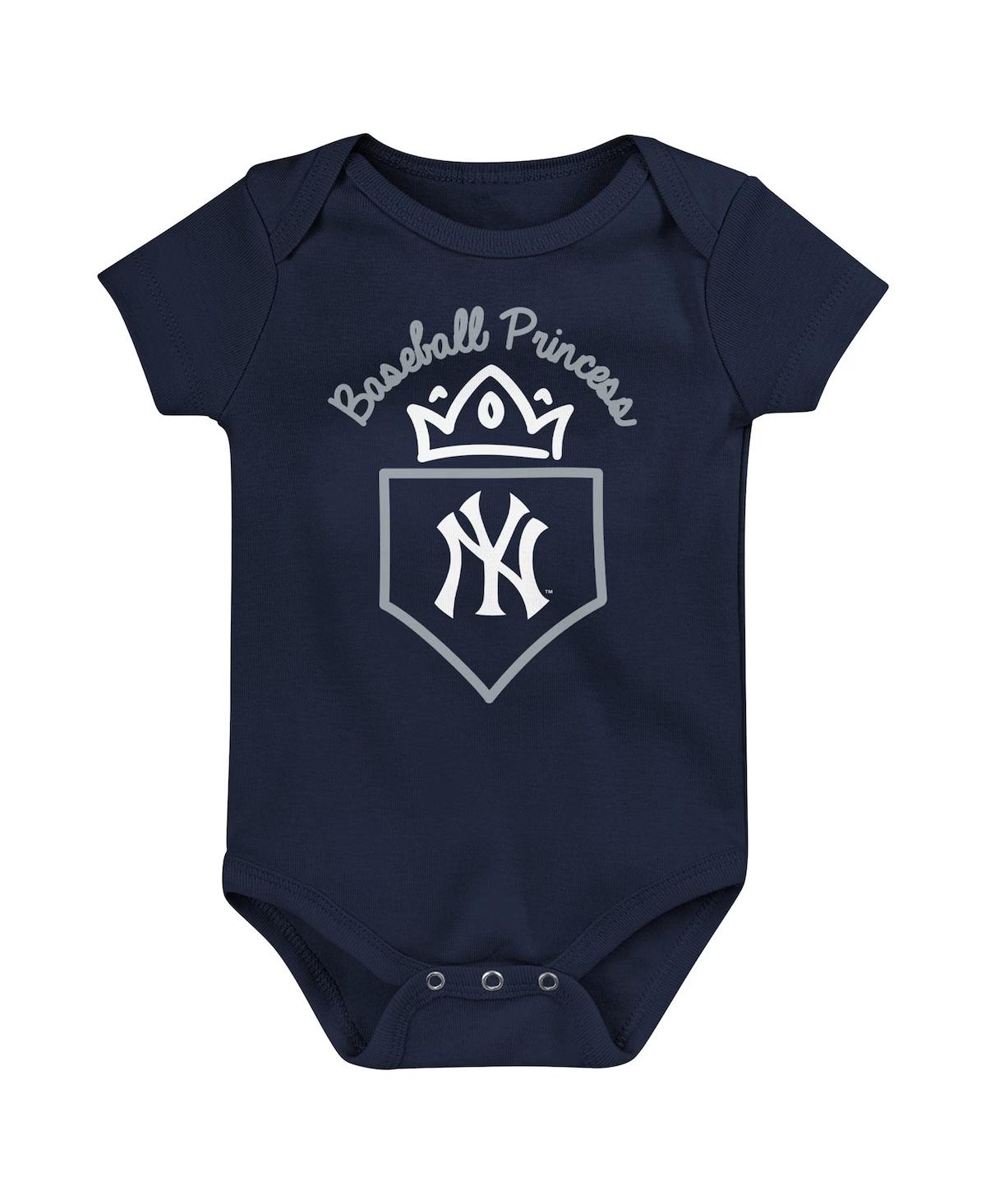 Fanatics Infant Navy/Gray/Pink New York Yankees Three-Pack Home Run Bodysuit Set
