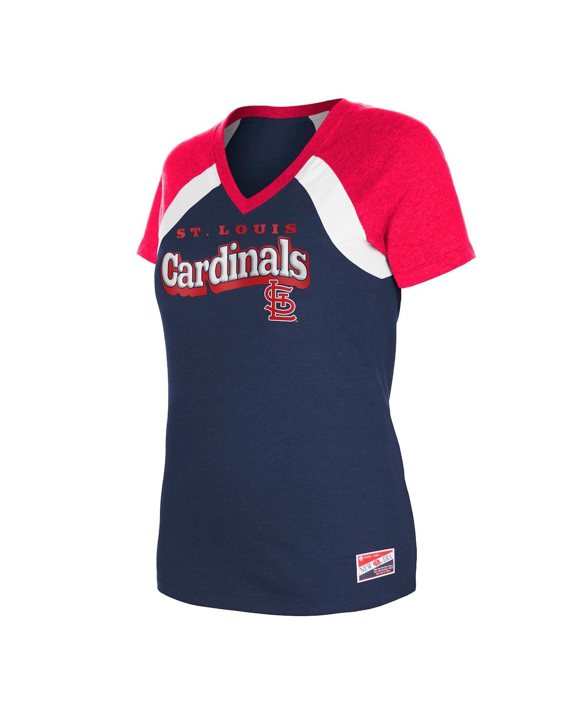 NEW ERA WOMEN'S NAVY ST. LOUIS CARDINALS HEATHERED RAGLAN V-NECK T-SHIRT 