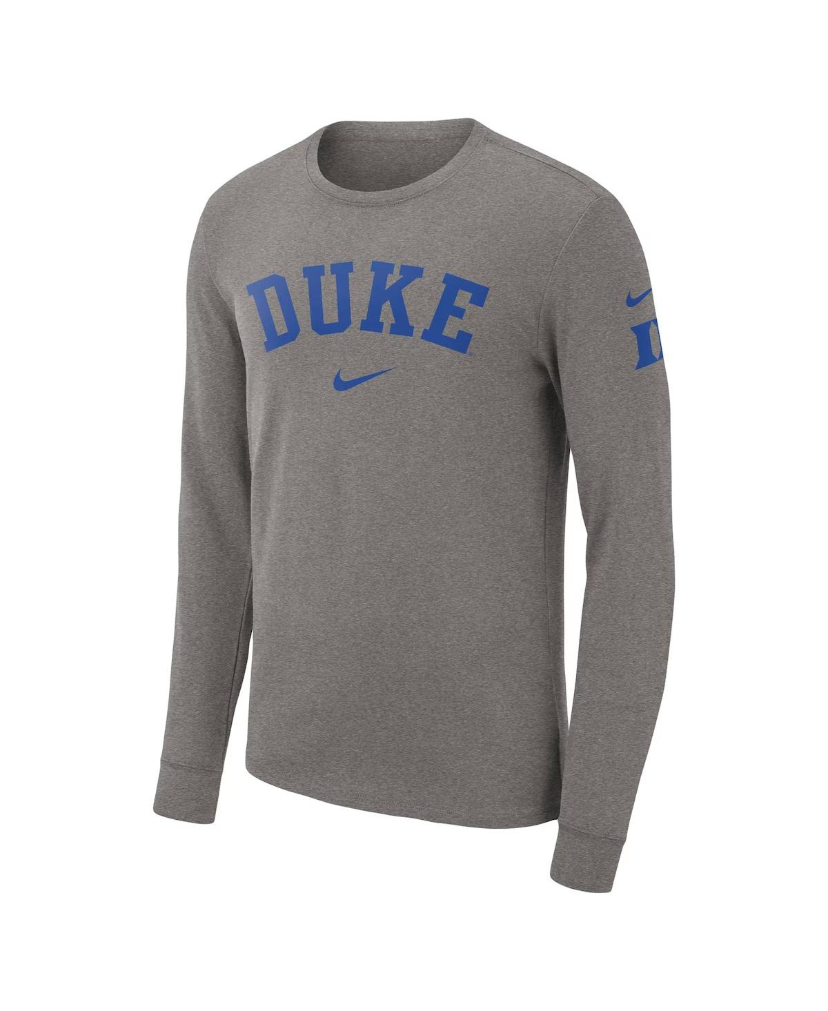 Nike Men'sDuke Blue Devils Arch 2-Hit Long Sleeve T-Shirt - Heather Gray