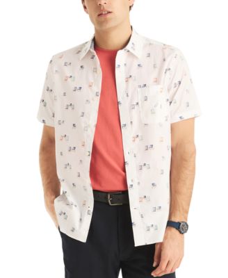 Nautica - Men's Classic-Fit Stretch Watercolor Beach Chair-Print Button-Down Shirt