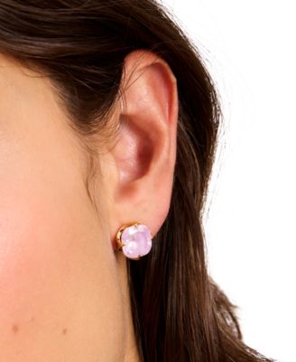 Gold-Tone Cubic Zirconia Flower Stud Earrings