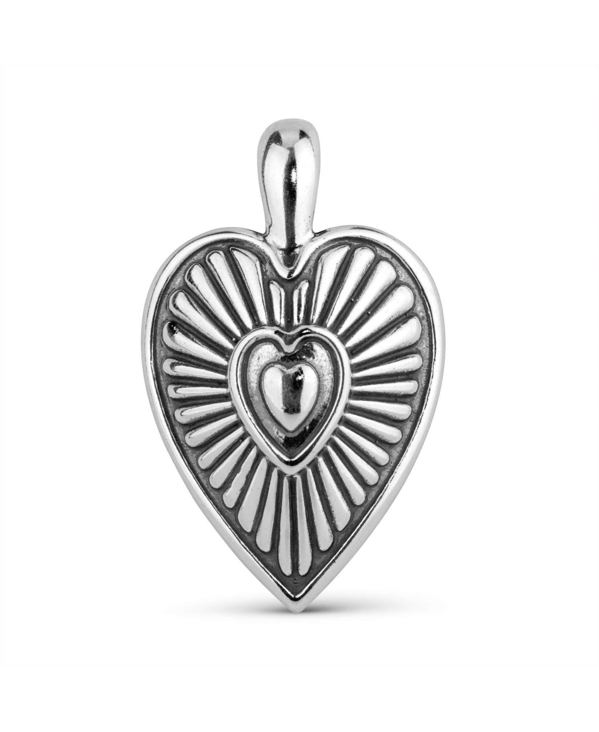 Sterling Silver Women's Pendant Enhancer, Heart and Sunburst Design - Sterling silver