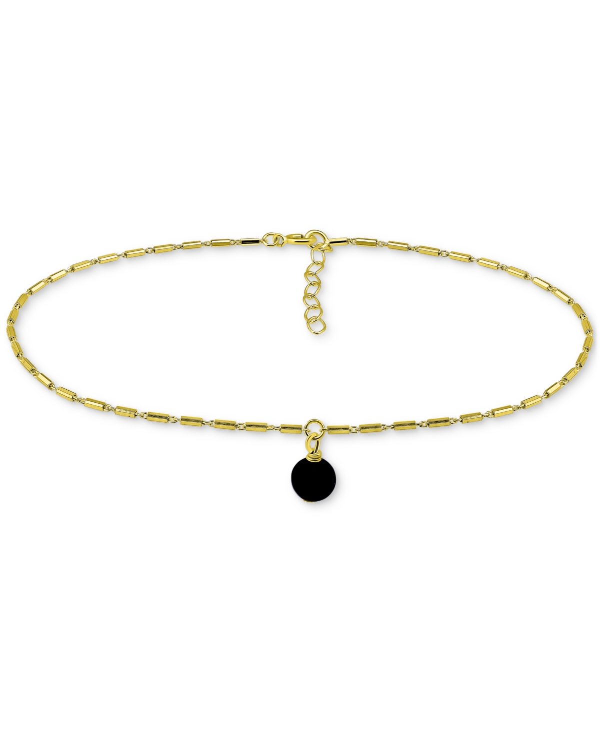 Onyx Dangle Cylinder Link Ankle Bracelet in 18k Gold-Plated Sterling Silver, Created for Macy's - Onyx