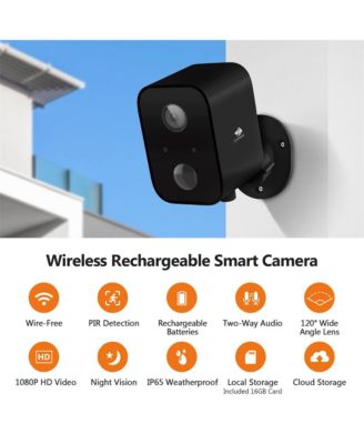 3 Packs 1080P Full HD Wireless Smart Cameras with Solar Panels and 16GB TF Card, Supports Night Vision, Wi-Fi and Smartphone App