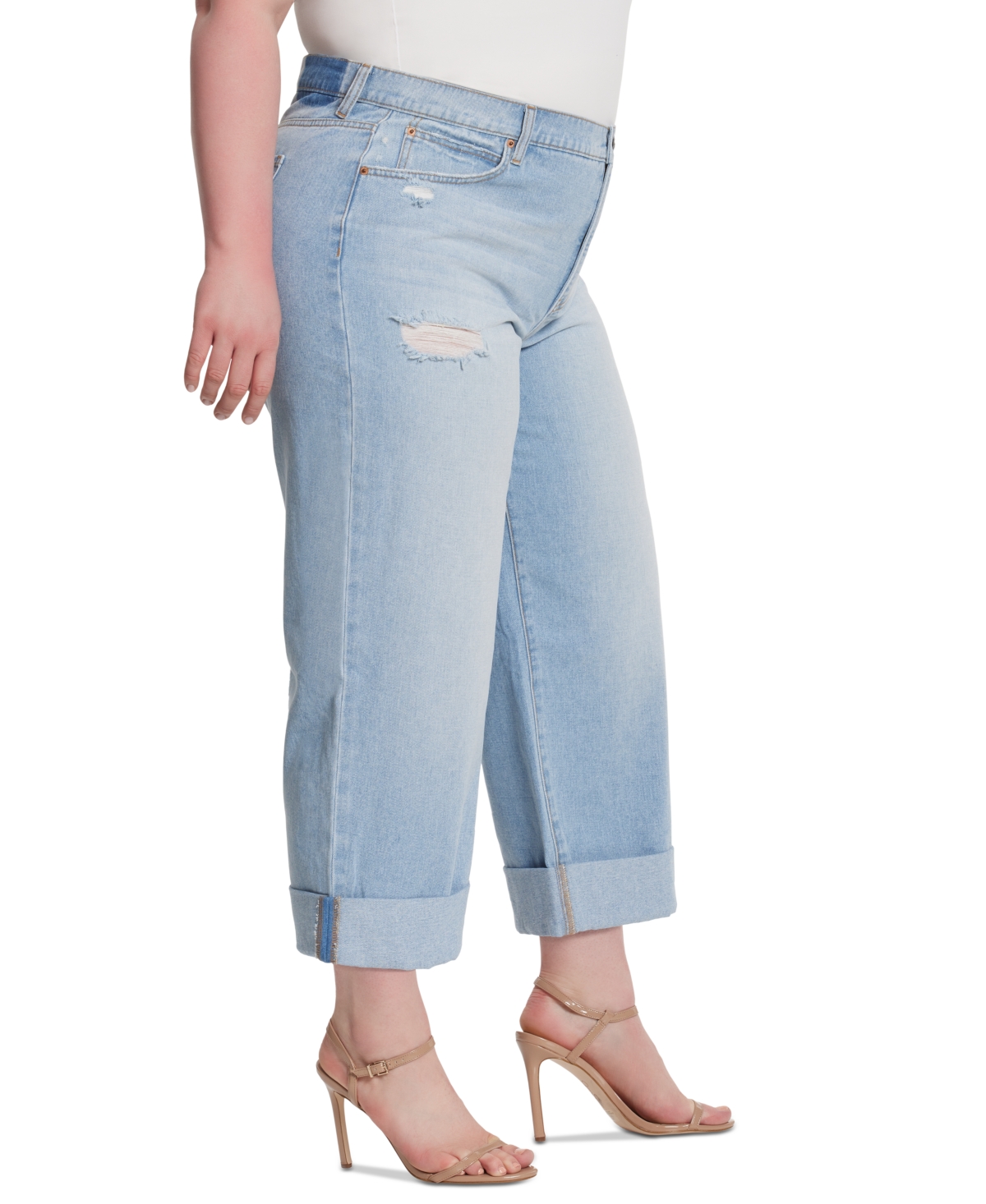 Jessica Simpson Trendy Plus Size Wide-Leg Boyfriend Jeans