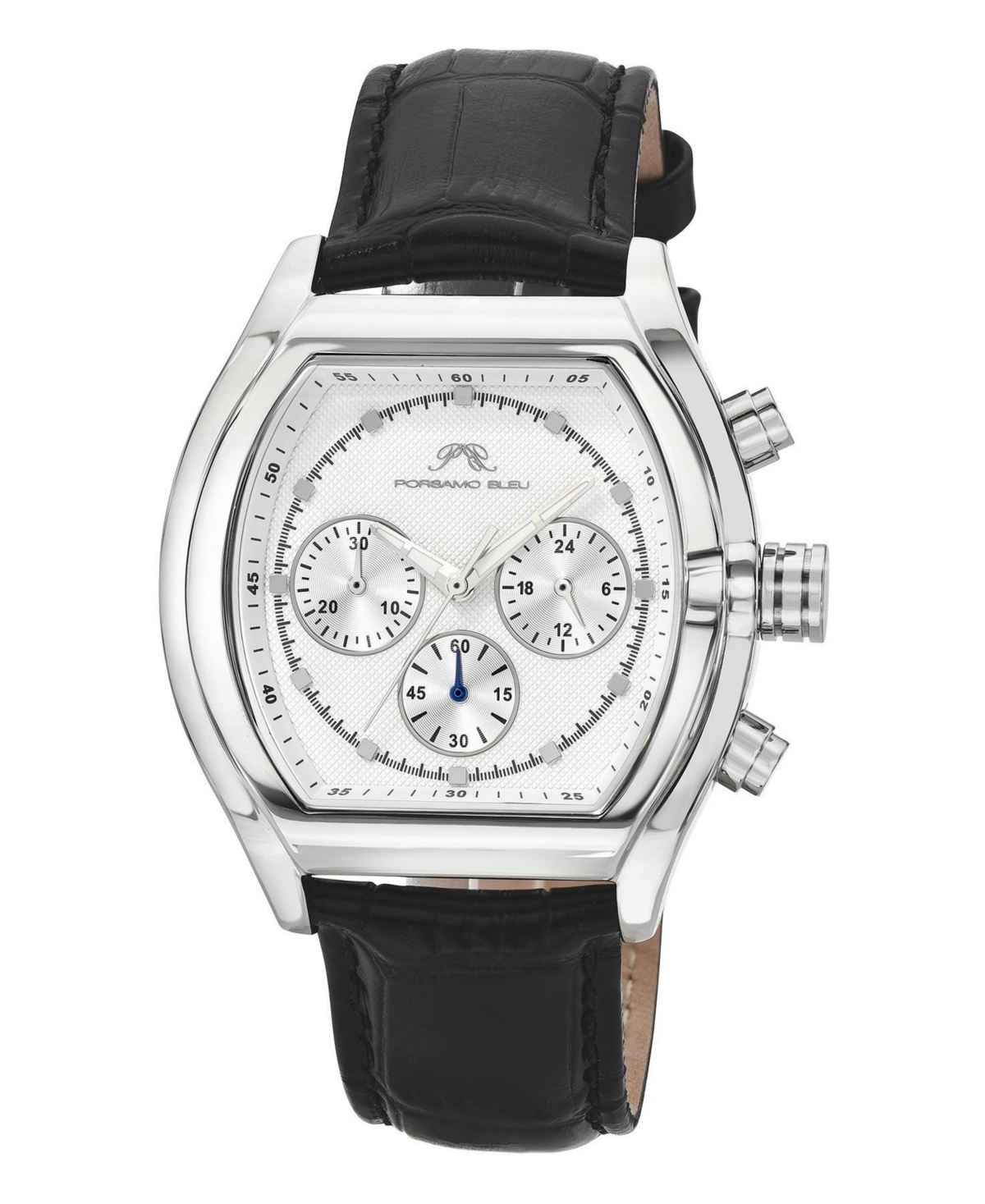 Roman Genuine Leather Silver Tone & Black Men's Watch 1292AROL - Black