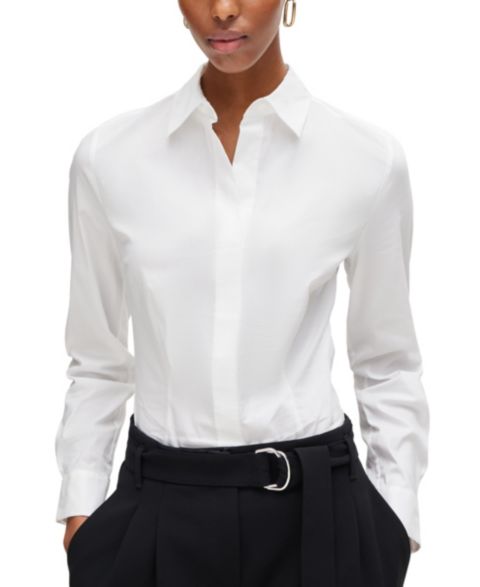 Женская блузка Hugo Boss BOSS by Slim-Fit, цвет: Белый