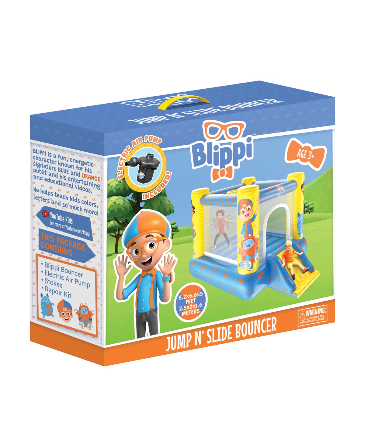 World Tech Toys Moonbug Blippi Inflatable Bouncer With Slide In Multi