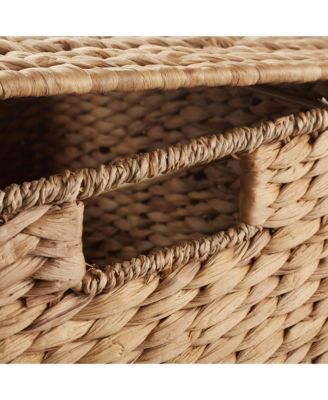 Rolling Filing Cabinet, Whitewash - Water Hyacinth Hanging File Folder Organizer on Wheels, Home Office Storage