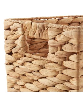 Set of 3 Water Hyacinth Storage Baskets with Handles - Small, Medium, and Large Woven Nesting Storage Bin Organizers for Shelves