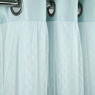 Cottage Polka Dot Sheer Window Curtain Panels Including Tieback