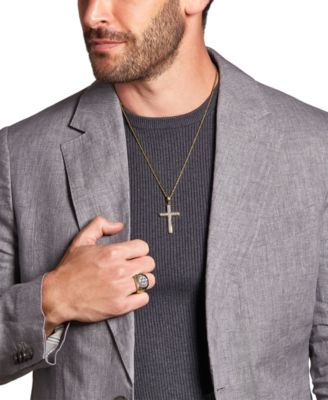 Men's Lab Grown Diamond Cross 22" Pendant Necklace (1 ct. t.w.) in 10k Gold & White Gold