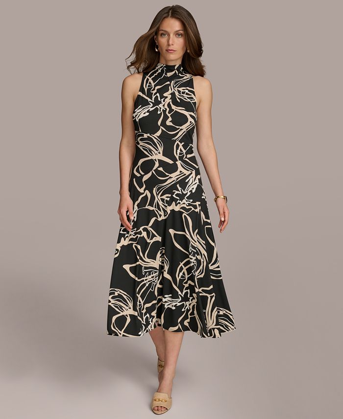 Donna Karan New York Donna Karan Women's Floral-Print Mock-Neck Midi ...