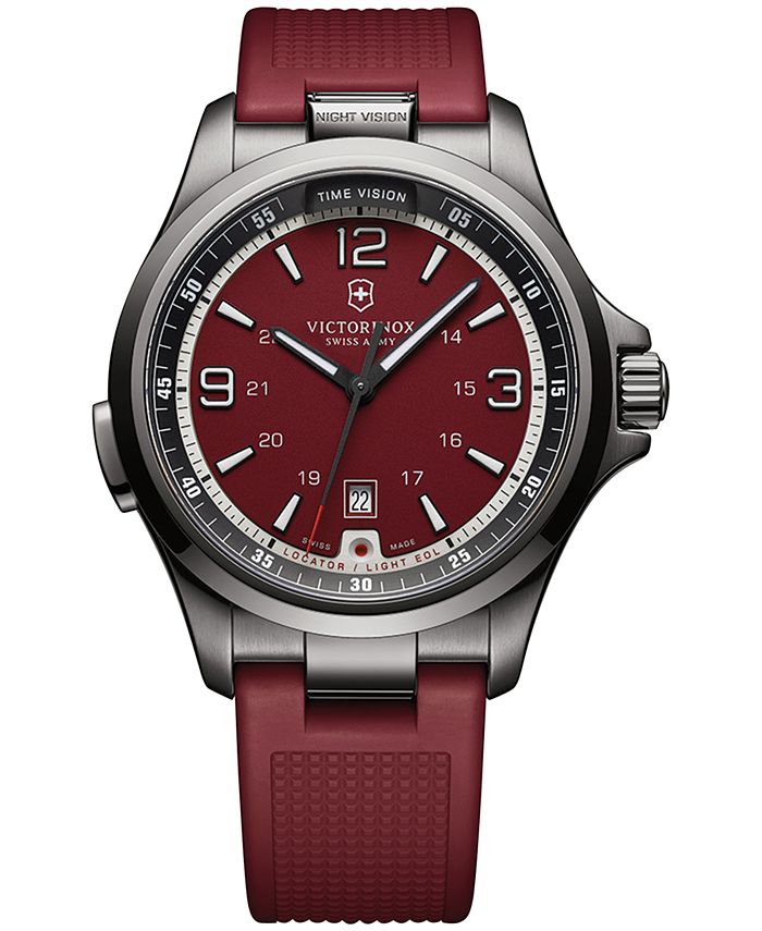 Victorinox Swiss Army Men s Night Vision Red Rubber Strap Watch