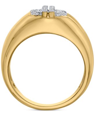 Men's Diamond Dollar Sign Ring (1/3 ct. t.w.) in 14k Gold-Plated Sterling Silver