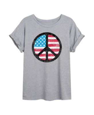 Trendy Juniors Flag Peace Graphic Oversized Tee