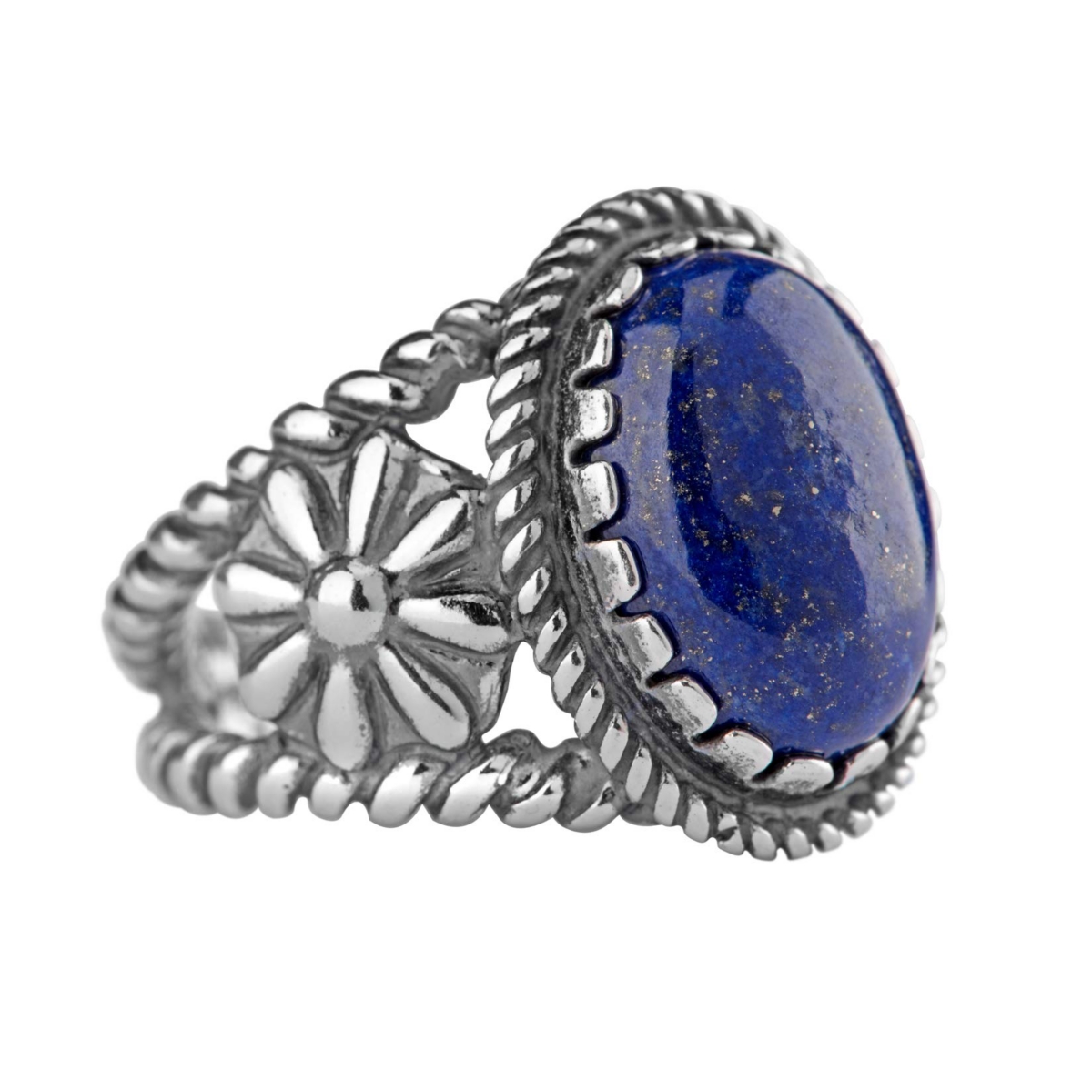 Southwestern Wildflower Ring-Crafted from Sterling Silver and Genuine Gemstones, Sizes 5-10 - Phosphosiderite