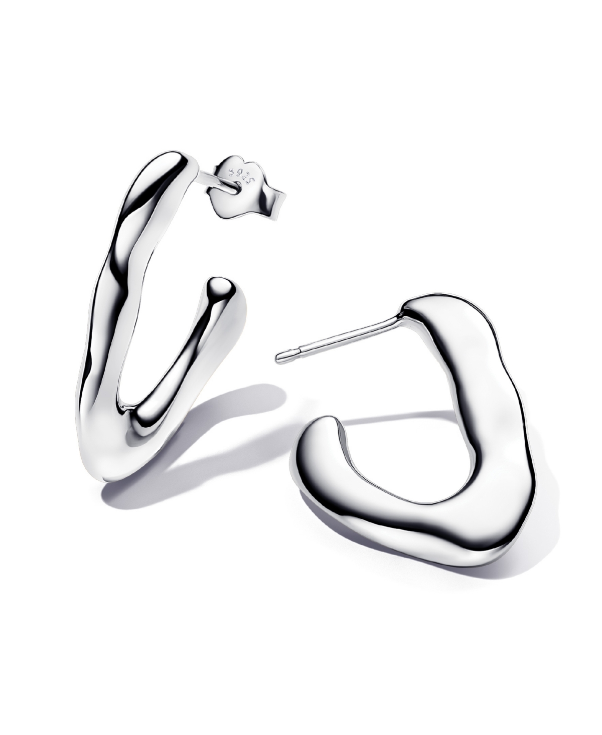 Pandora Silver V-shaped Open Hoop Earrings In Metallic