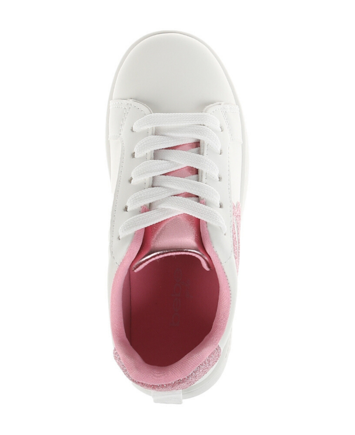 Bebe Little Girl's Court Sneaker With Glitter Applique And Counter Polyurethane Sneakers In Pink