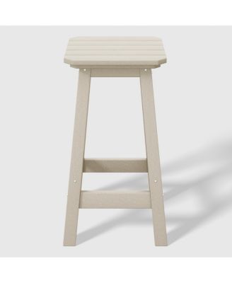 24" HDPE Outdoor Patio Counter High Backless Square Bar Stool
