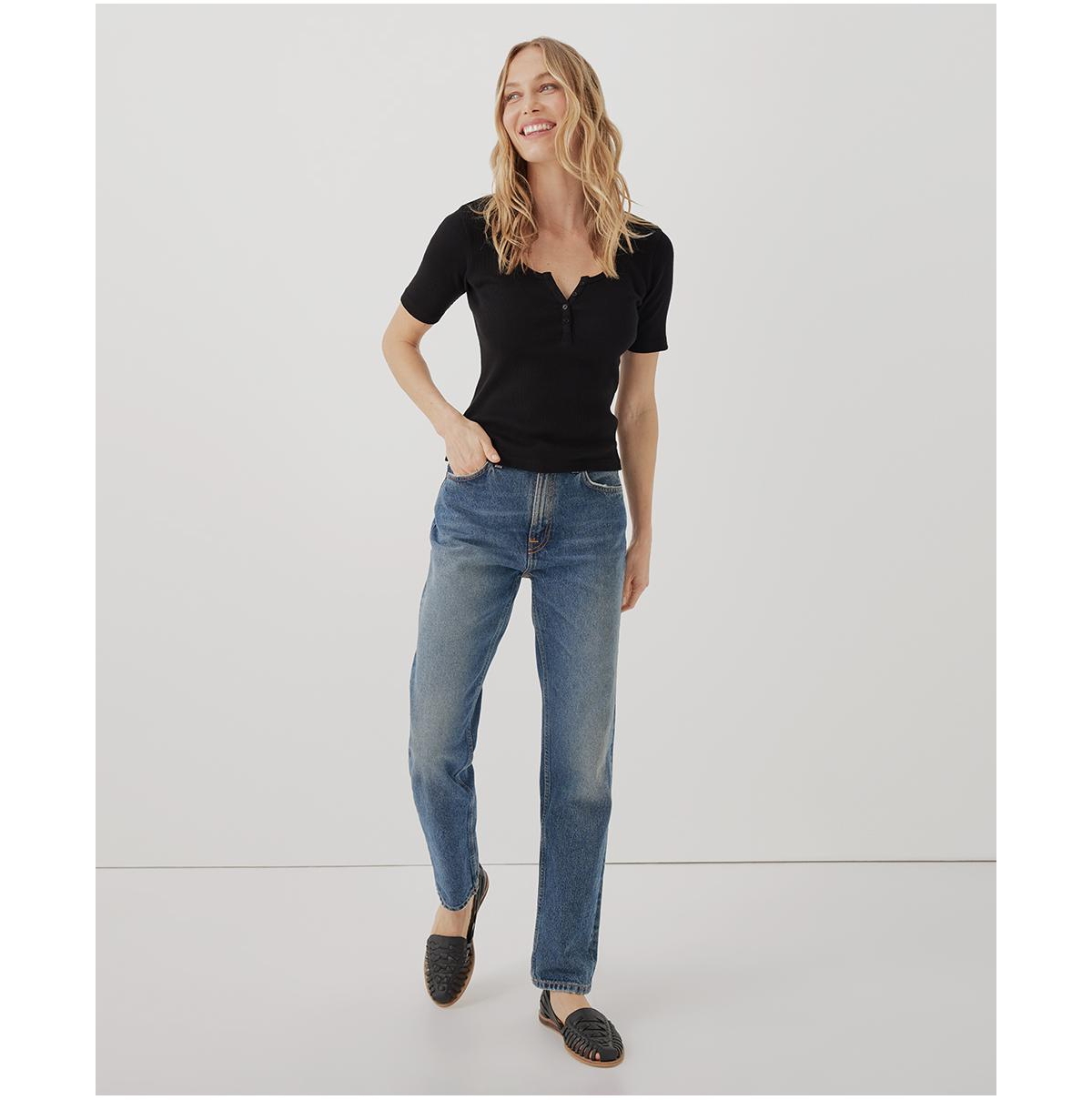 Pact Women's Favorite Rib Henley Top