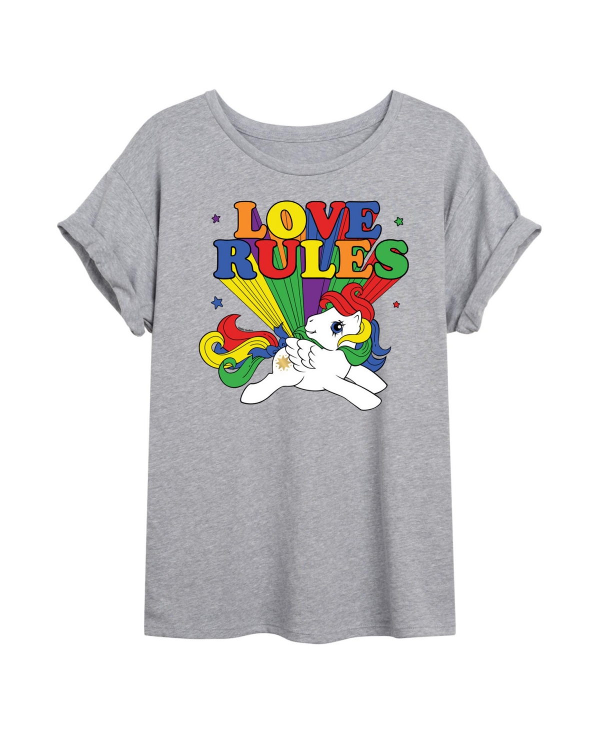 Trendy Juniors Mlp Love Graphic Oversized Tee - Heather Grey